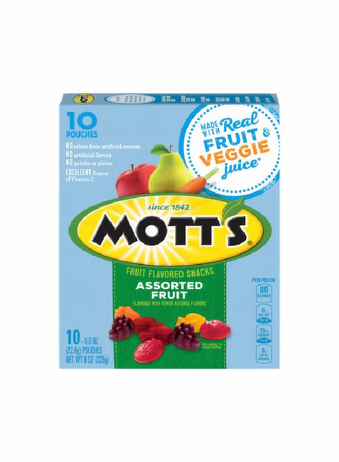 Mott S Fruit Flavored Snacks Assorted Fruit Pouches 0 8 Oz 40 Ct