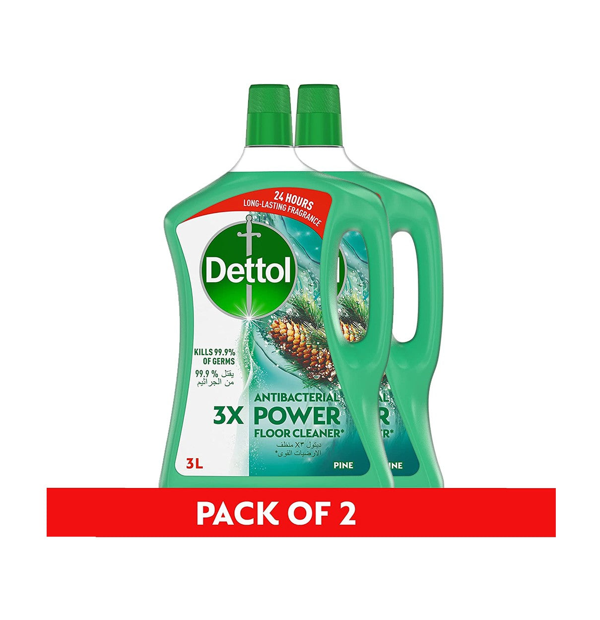 Dettol Pine Antibacterial Power Floor Cleaner , 3L x 2