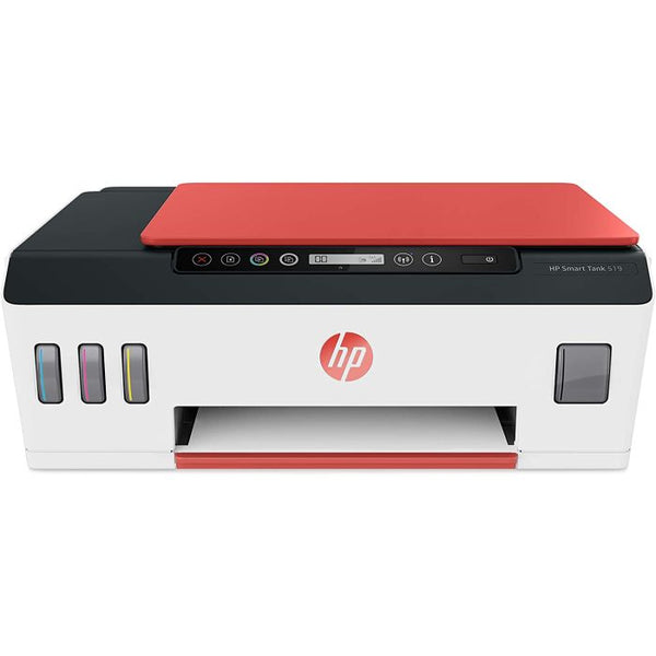 HP Smart Tank 519 Wireless All-in-One Printer, Print Up To 18000 Black, Hi-Speed USB 2.0, Wi-Fi, Bluetooth LE, Up to 100 Sheets Input Capacity, Print / Scan / Copy, White - Red