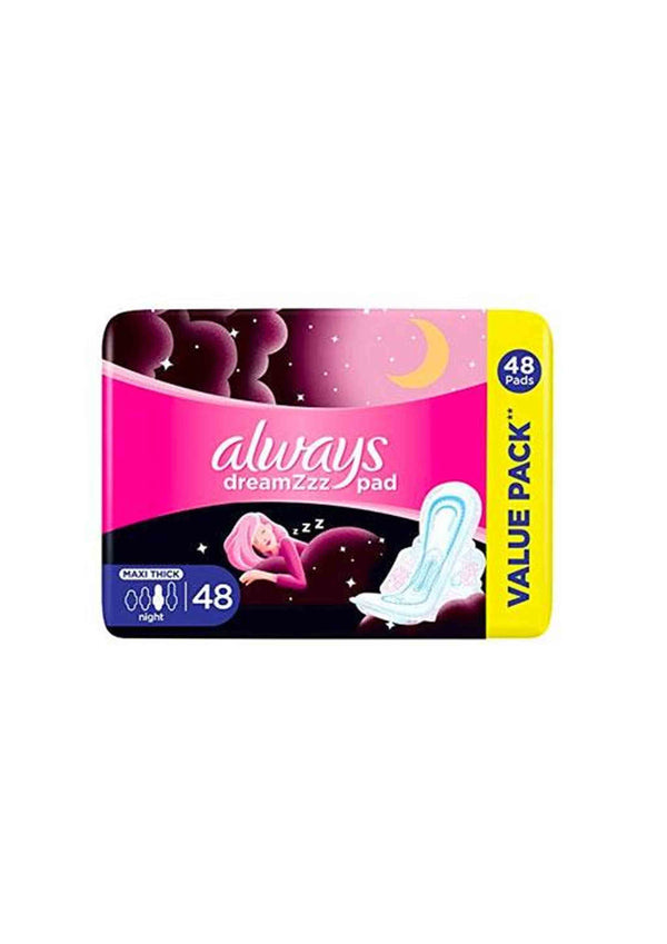 Always Breathable Soft Maxi Thick, Night Sanitary Pads With Wings, 48 Pads