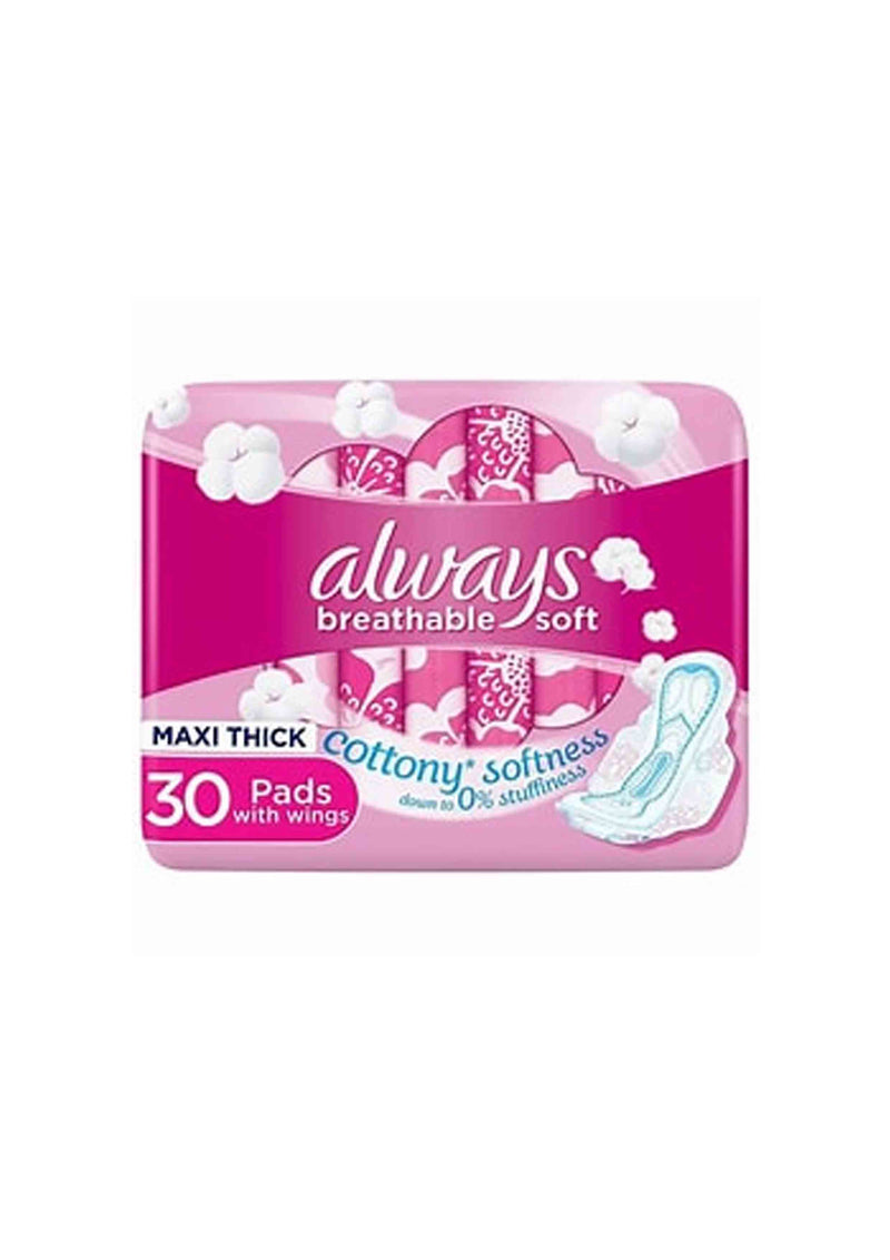 Always Pads Maxi Thick Skin Love Cottony Soft Large 30 Sanitary Pads