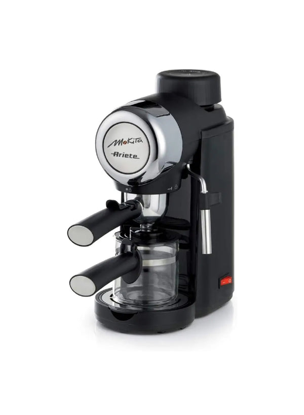 Ariete Mokita Moka Coffee Machine with Tempered Glass Jug, Auto Shut-off and Safety Valve, 4 Cups Cappuccino Maker, 800W, 15 Bar, Perfect for Home and Office – Art1340