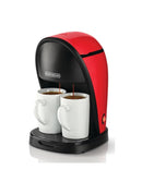 Black & Decker 450w 2 cups coffee maker machine 250ml water tank capacity with two mugs for drip and espresso dcm48 b5 red