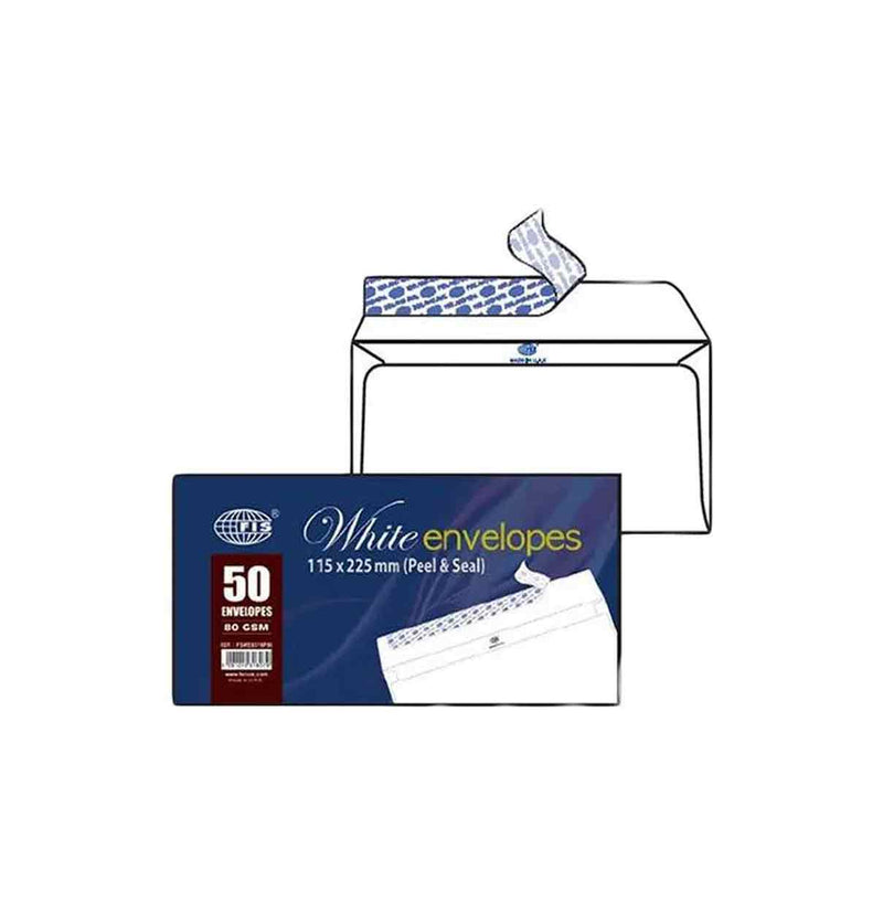 COLOR-ENVELOPES-80G-115X225MM-PEEL&SEAL-10-COLORS Pack of 50