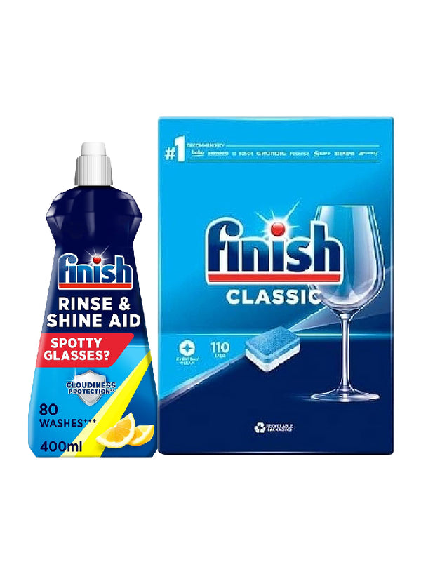 Finish Dishwasher Tablets Classic 110tab + 400 ml finish dishwasher rinse aid