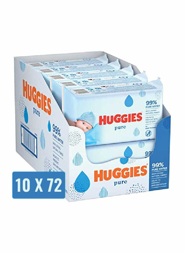 Huggies Baby Wipes Pure, 72s x 10 (720 Wipes)