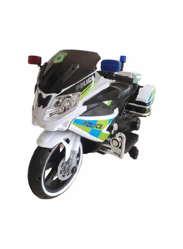 Battery Operated Ride On Police  Bike - white And black