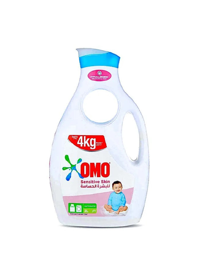Omo Laundry Liquid Detergent ], Sensitive Skin,, Tough on Stains 2 Ltr ( Pack of 2)