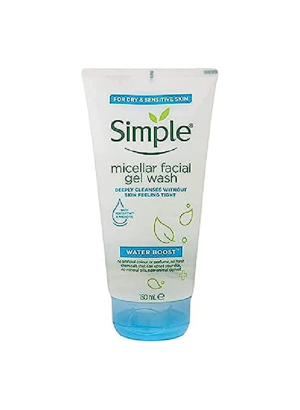 SIMPLE Waterboost Face Wash for Sensitive Skin, Micellar, Deeply Cleanses Skin, 150ml