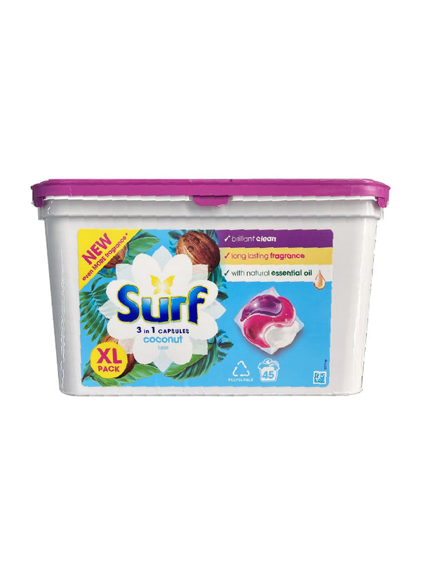 Surf  3 in 1 Washing Capsules even more fragrance 45 washes