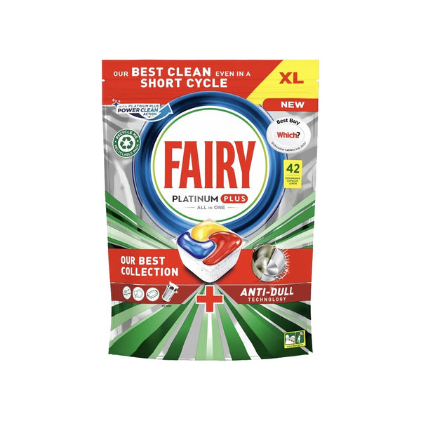 Fairy Platinum Plus Complete All-In-1 Dishwasher Tablets Lemon 42 Tab