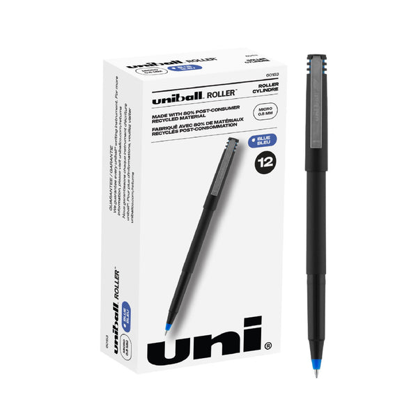 Uni-Ball 0.5 mm UB-150 Eye Micro Roller Ball Pen, Blue, Pack of 12