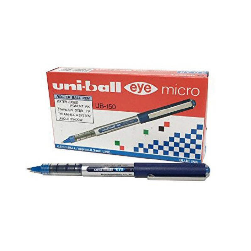 uni-ball 153486287 UB-150 Eye Micro Rollerball Pens, Blue Uni Super Ink.5mm Nib, Package of 6