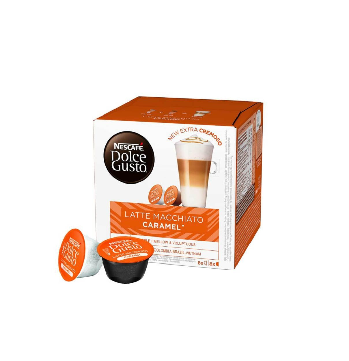 Latte Macchiato Caramel Coffee Capsules 16 Count Pack of 1