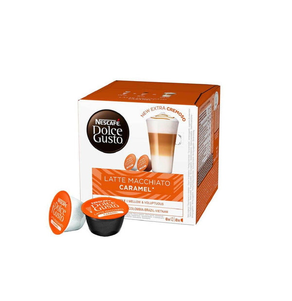 Latte Macchiato Caramel Coffee Capsules 16 Count, Pack of 1 - Neocart General Trading LLC