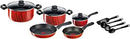 Tefal G6 Tempo Flame12 Pcs Cooking Set, Red, Aluminium, C3079282, Multi - Neocart General Trading LLC
