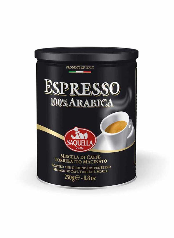 Saquella Caffe Espresso 100% Arabica Tin, 8.8 oz | 250g