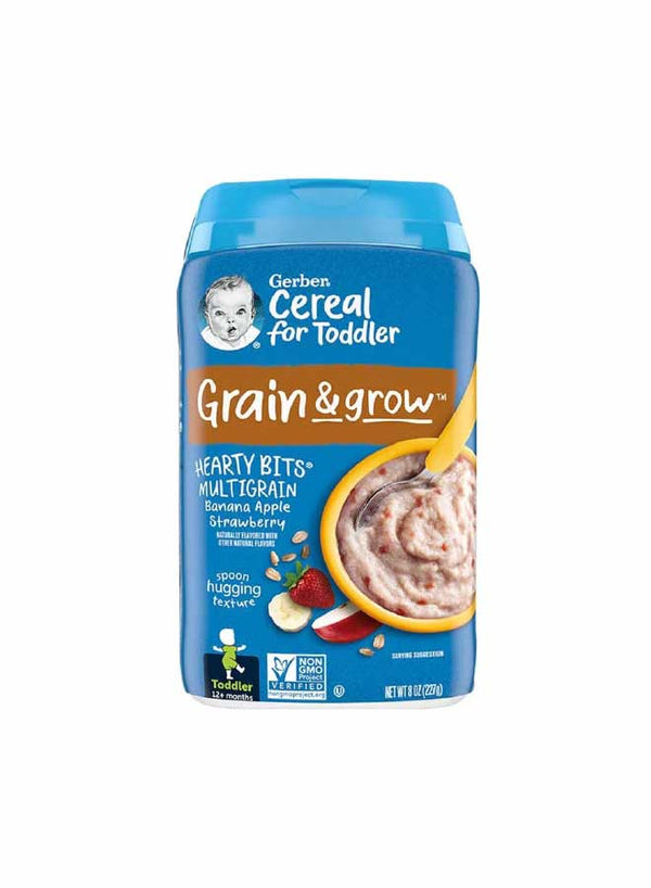 Gerber Baby Cereal Hearty Bits Multigrain Cereal Banana Apple Strawberry, 8 oz (227 g)