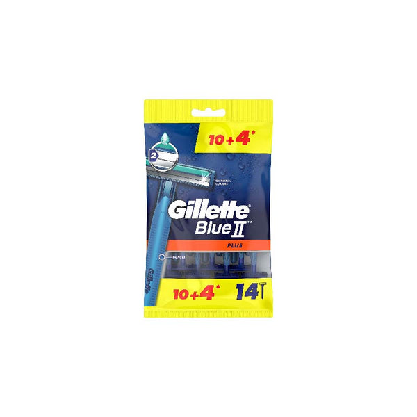 Gillette Blue II  PlUS Men's Disposable Razors, 14 Count - Neocart General Trading LLC