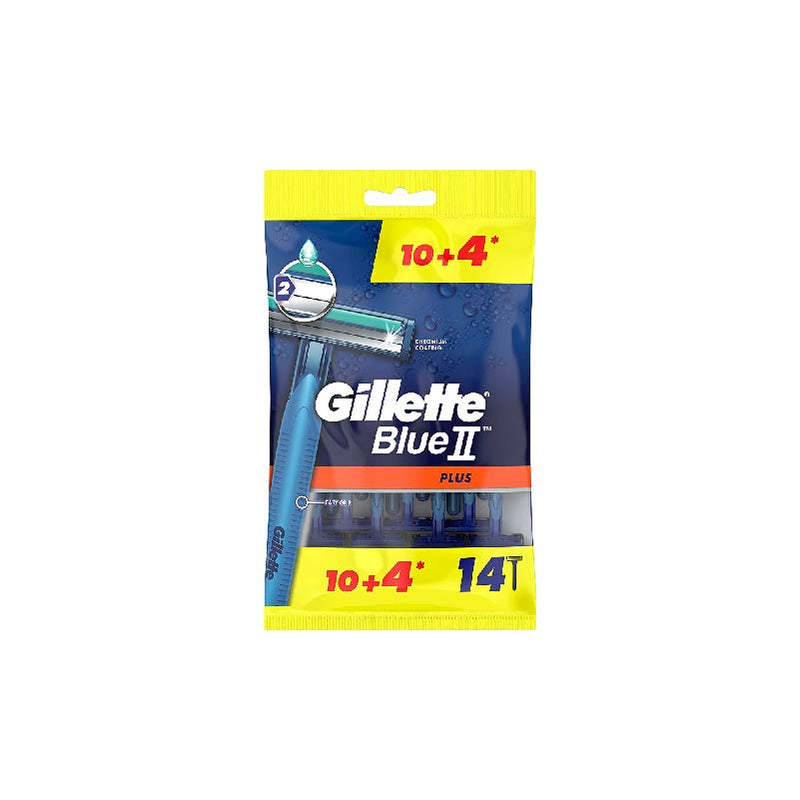 Gillette Blue II Plus Men's Disposable Razors, 14 Count - Neocart General Trading LLC