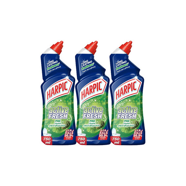 Harpic Pine Active Fresh Toilet Cleaner, 750ml (Pack of 3) - Neocart General Trading LLC