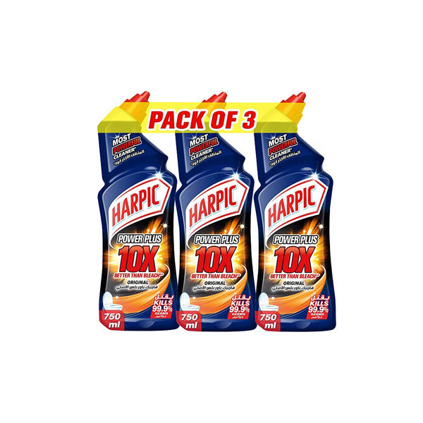 Harpic Original Power Plus 10X Most Powerful Toilet Cleaner, 750, Pack of 3 - Neocart General Trading LLC