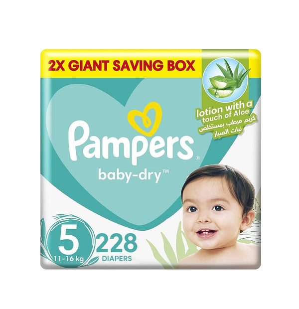 Pampers Baby-Dry Diapers, Size 5, Junior, 11-16kg, Double Giant Box, - Neocart General Trading LLC