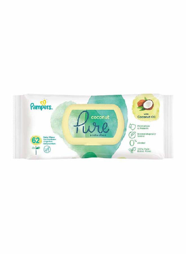 Pampers  Pure with Coconut  oil Baby Wipes 62 s x 10