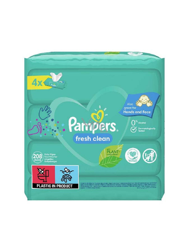 pampers fresh clean wipes 4x52( 208 wipes) - Neocart General Trading LLC