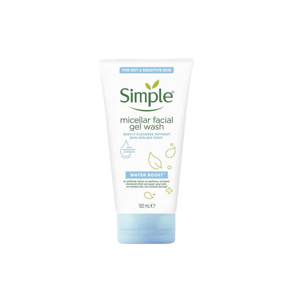 SIMPLE Waterboost Face Wash for Sensitive Skin, Micellar, Deeply Cleanses Skin, 150ml - Neocart General Trading LLC