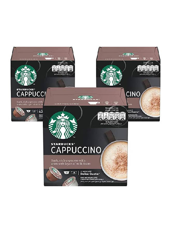 Starbucks Cappuccino By Nescafé Dolce Gusto (12 Capsules),  Pack of 3 - Neocart General Trading LLC