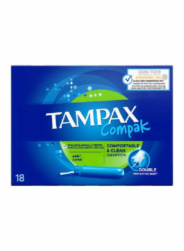 Tampax Compak Super Tampons With Applicator 18X