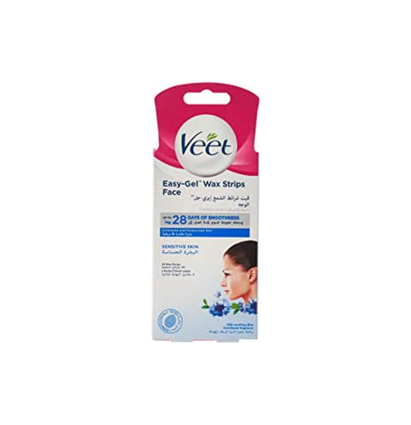 Veet Easy-Gel Face Wax Strips for Sensitive Skin, 20 Strips - Neocart General Trading LLC