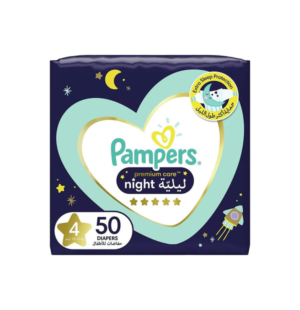 Pampers Premium Care Extra Sleep Protection Night Diapers, Size 4, 10-15kg - Neocart General Trading LLC