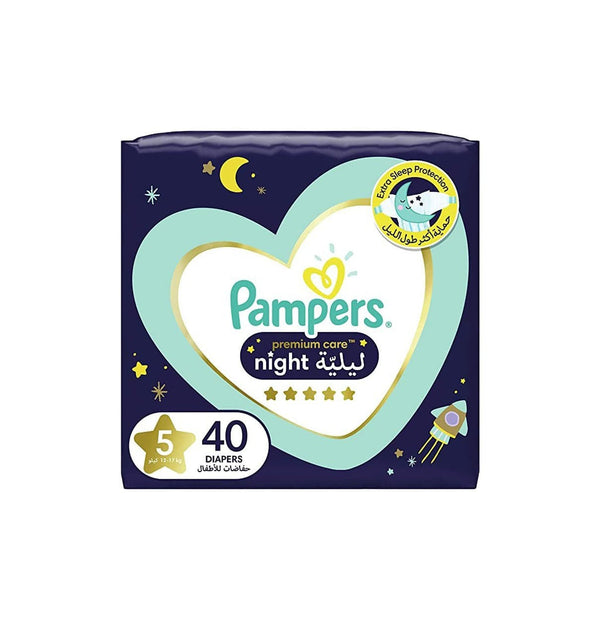 Pampers Premium Care Extra Sleep Protection Night Diapers, Size 5, 12-17kg - Neocart General Trading LLC