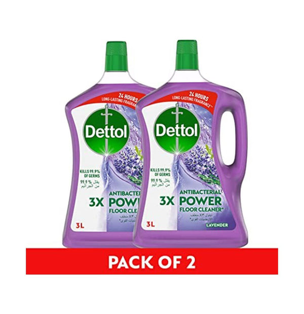 Dettol Lavender Antibacterial Power Floor Cleaner , 3L x 2 - Neocart General Trading LLC
