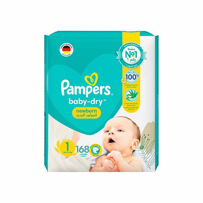 Premium Care Pampers 168 Diapers Pampers Baby-Dry ALOE VERA Size