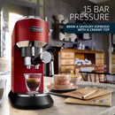 De'Longhi Dedica Coffee Machine, Barista Pump Espresso And Cappuccino Maker, Ground Coffee And Ese Pods Can Be USed, Milk Frother For Latte Macchiato And More, Ec685.R, Red - Neocart General 