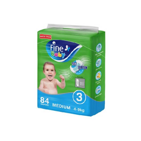Fine Baby Diapers Size 3 Medium 4–9kg Mega Pack - 168 diaper count - Neocart General Trading LLC