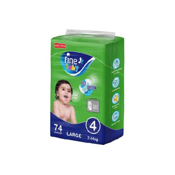 Fine Baby Diapers Size 4 Large 7 - 14kg Mega Pack - 148 diaper count - Neocart General Trading LLC