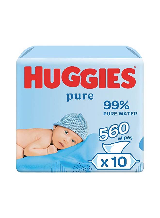 Huggies Baby Wipes Pure, 56s x 10 (560 Wipes) - Neocart General Trading LLC