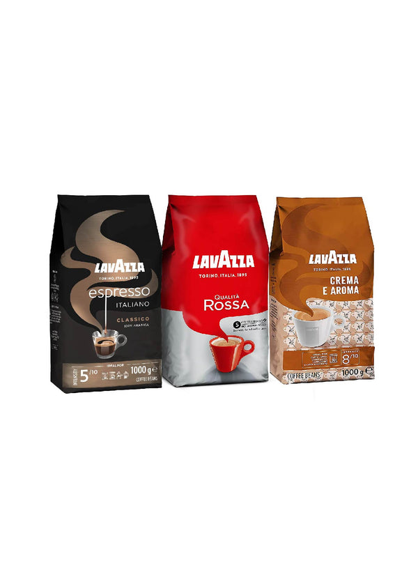 Lavazza Coffee Beans -3 kg   Crema E Aroma + Espresso Italiano + Qualitta Rossa espresso - Neocart General Trading LLC