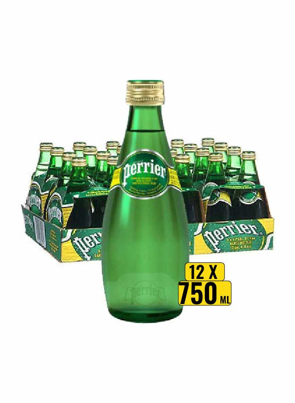Perrier Natural Mineral Carbonated Sparkling Water 750ml - Pack of 12 Bottle
