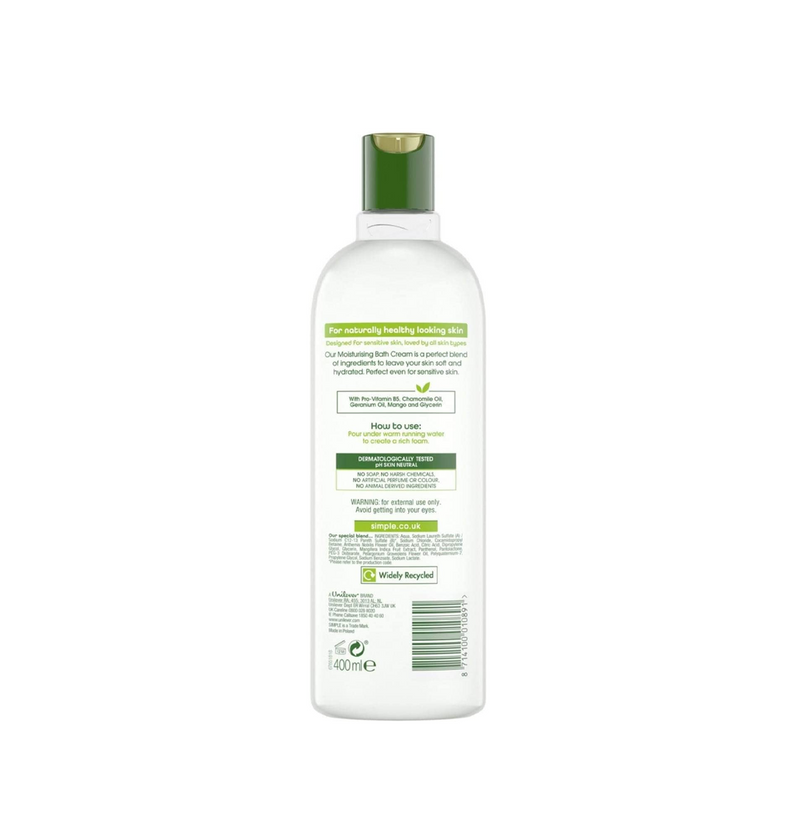 Simple Kind to Skin Moisturising Bath Cream with Natural Camomile Oil .400ml - Neocart General Trading LLC